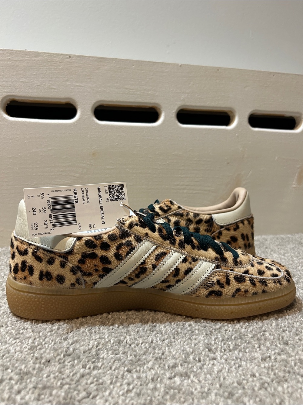 New Adidas Women's Handball Spezial Leopard-Print Sneakers in Beige - Picture 4 of 7